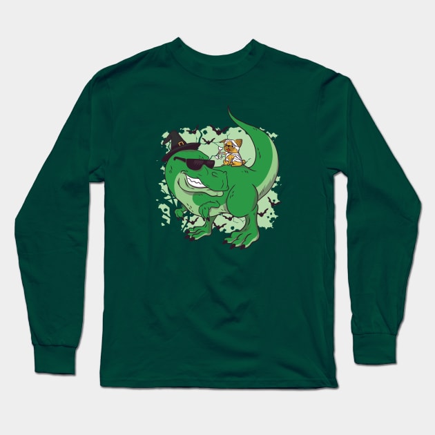 T-Rex and Pug, Trick or Treat Best Friends Long Sleeve T-Shirt by SLAG_Creative